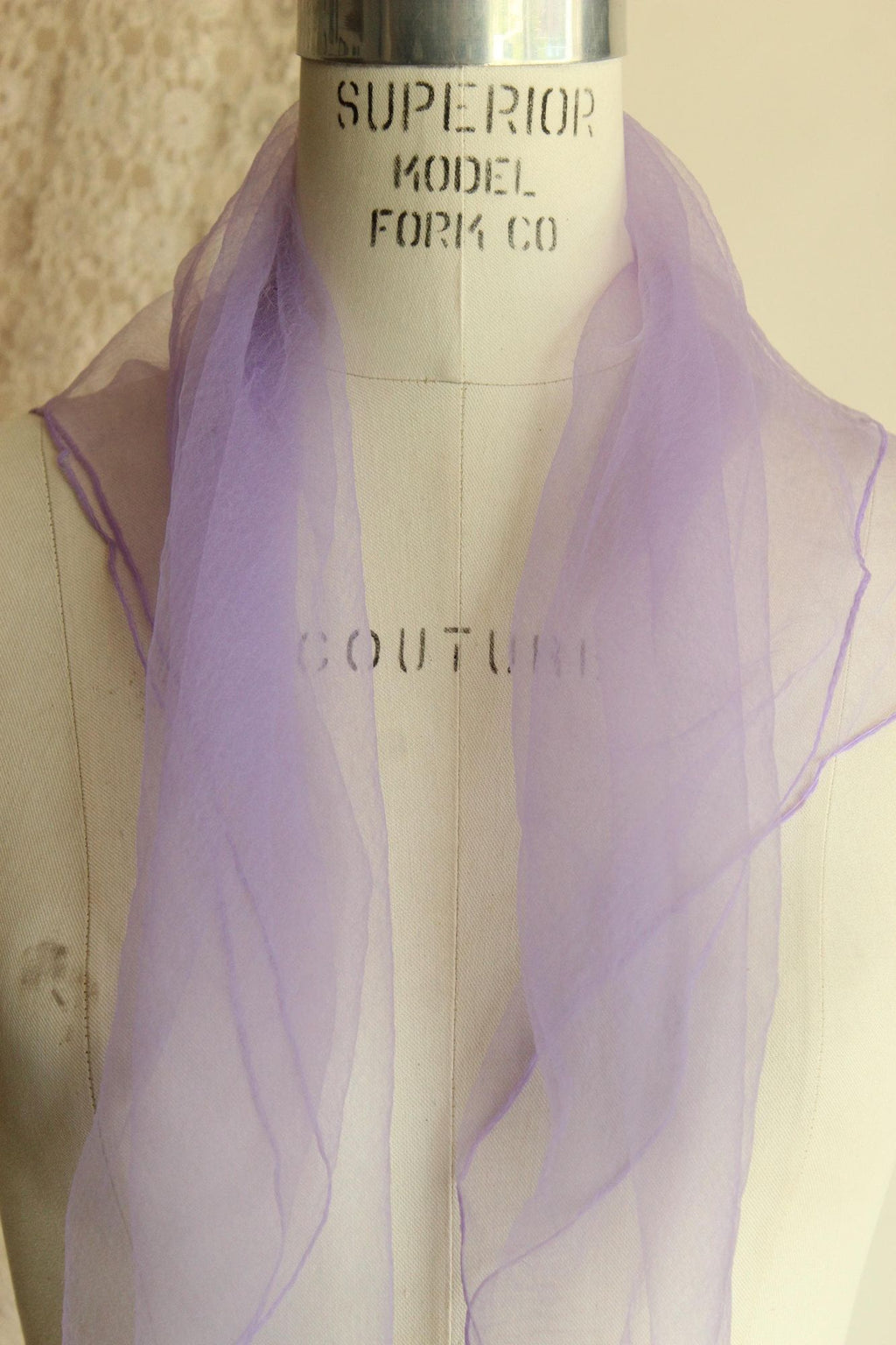 Vintage 1950s 1960s Scarf, Victor Handal Purple Nylon Chiffon Square Wrap, Made in Japan