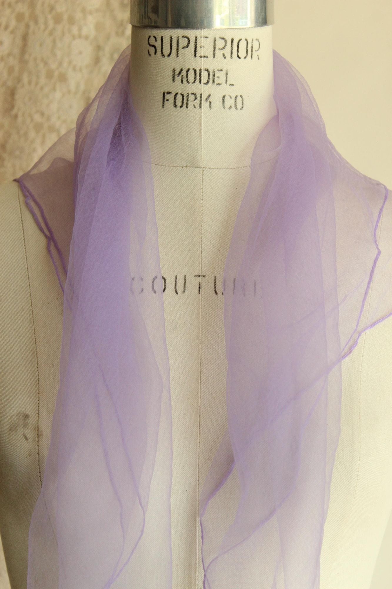 Vintage 1950s 1960s Scarf, Victor Handal Purple Nylon Chiffon Square Wrap, Made in Japan