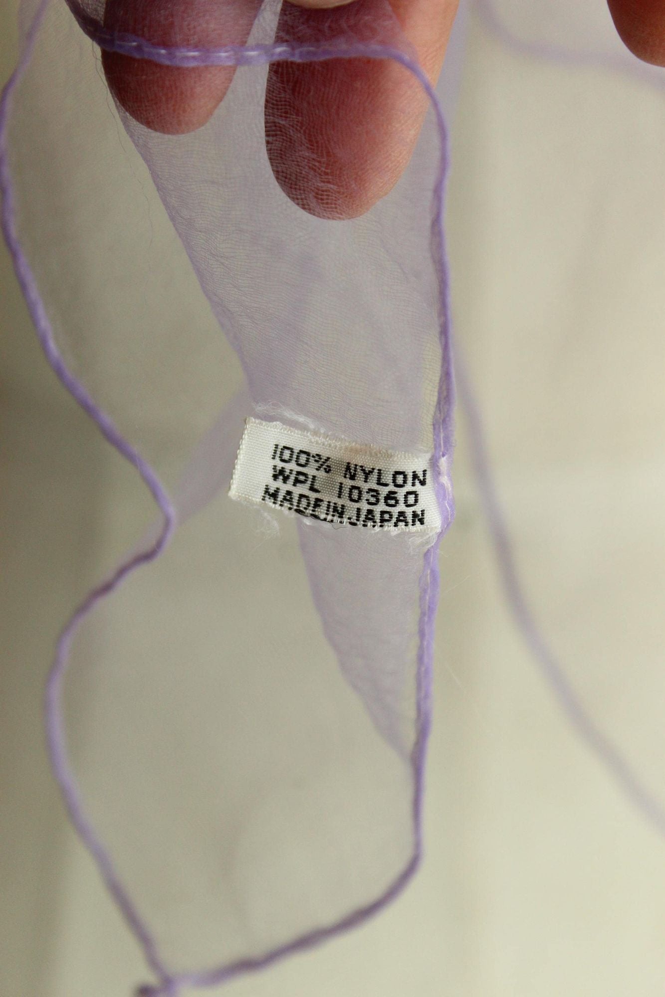 Vintage 1950s 1960s Scarf, Victor Handal Purple Nylon Chiffon Square Wrap, Made in Japan