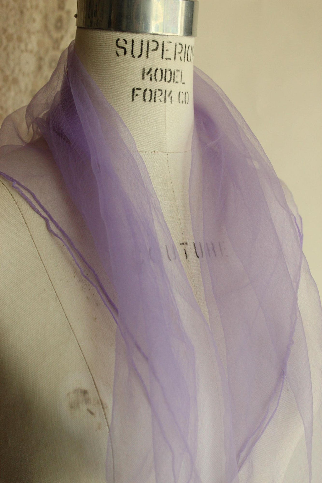 Vintage 1950s 1960s Scarf, Victor Handal Purple Nylon Chiffon Square Wrap, Made in Japan
