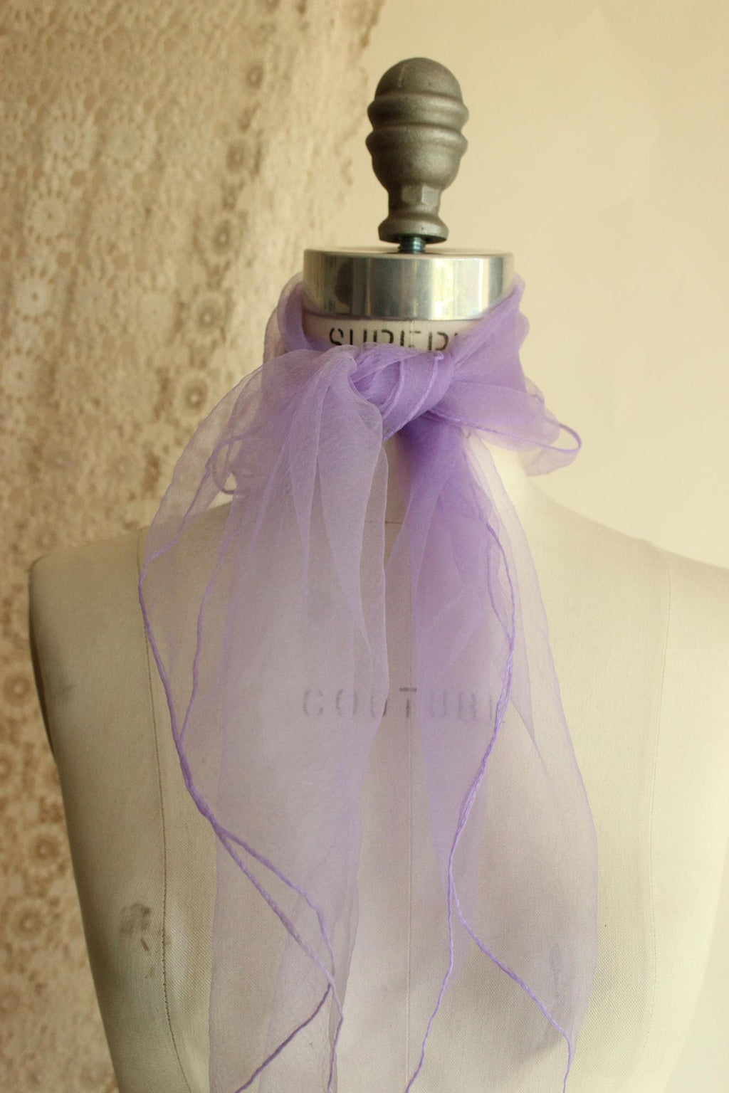 Vintage 1950s 1960s Scarf, Victor Handal Purple Nylon Chiffon Square Wrap, Made in Japan