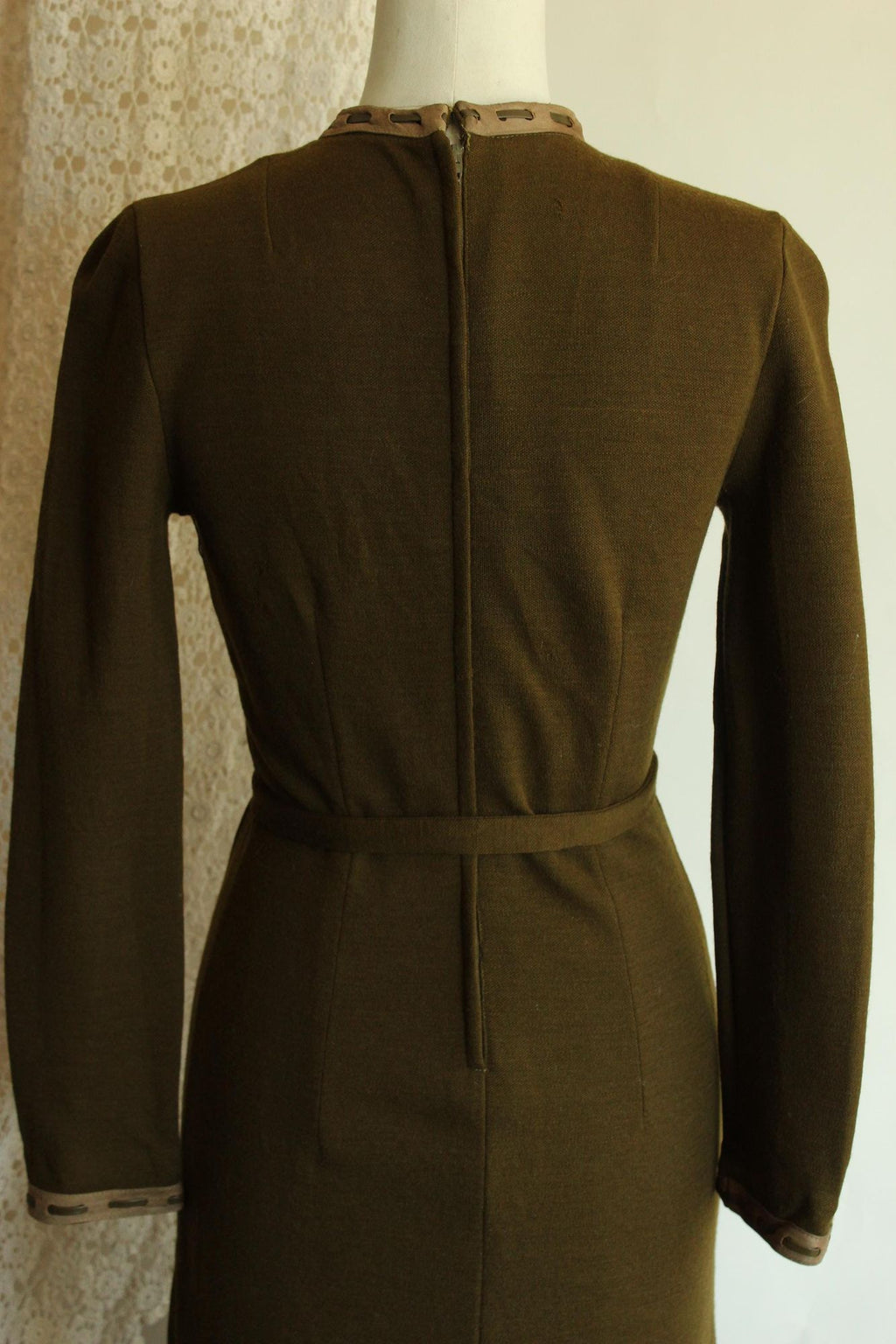 Vintage 1960s Jonathan Logan Olive Green Wool Wiggle Dress