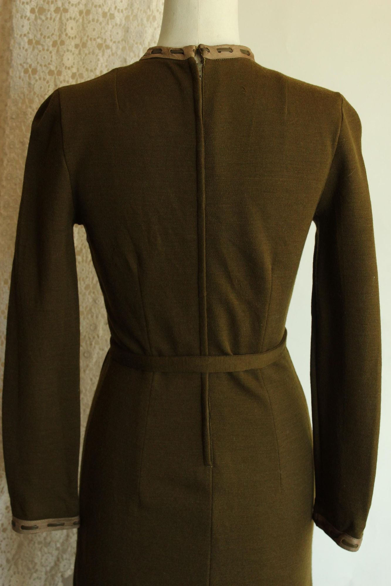 Vintage 1960s Jonathan Logan Olive Green Wool Wiggle Dress