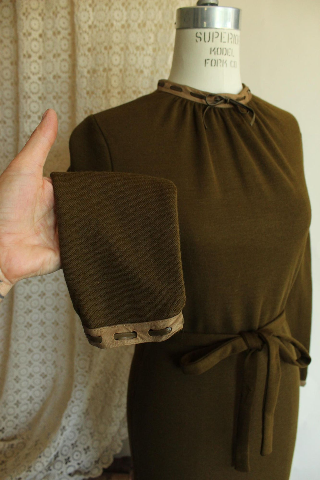Vintage 1960s Jonathan Logan Olive Green Wool Wiggle Dress