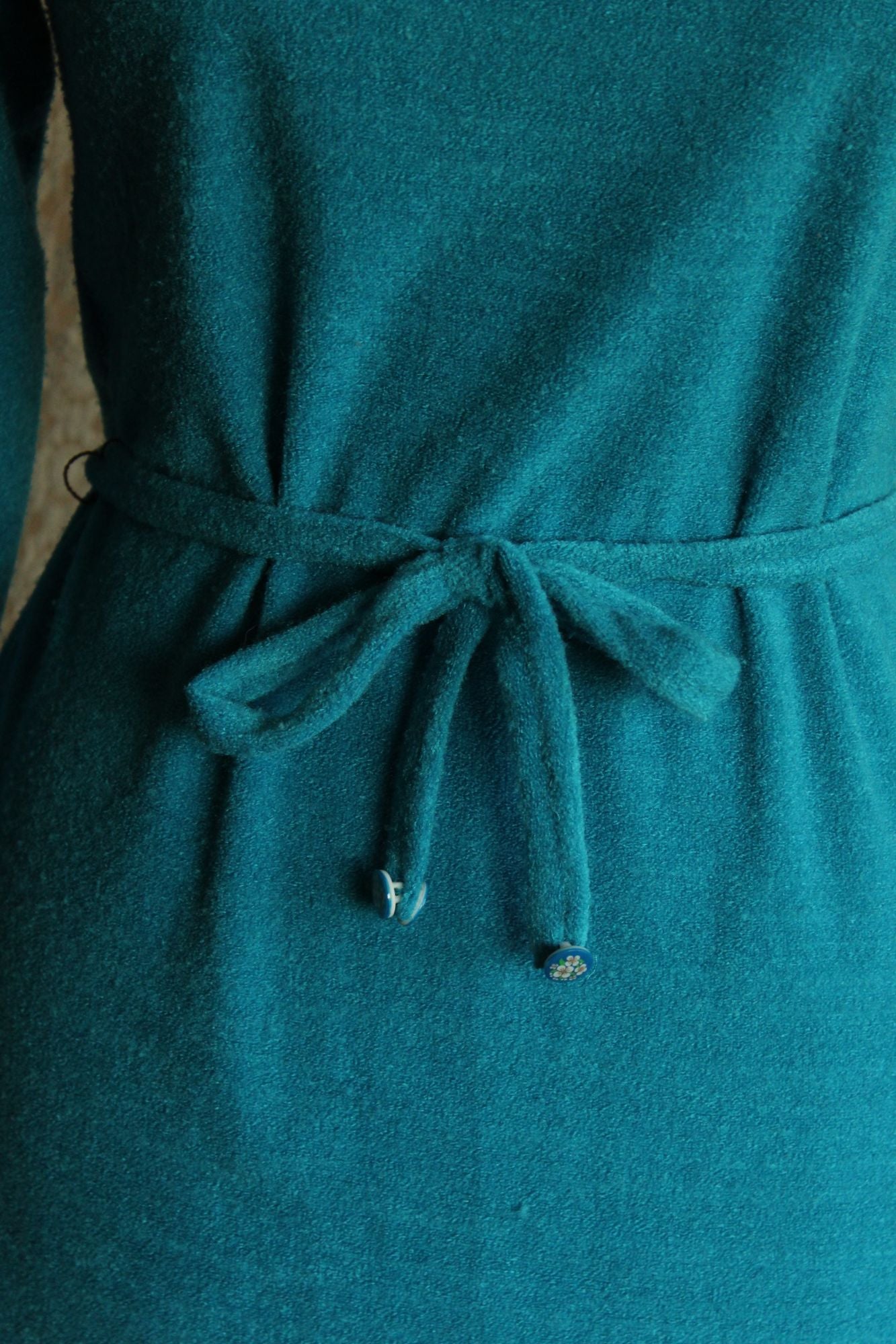 Vintage 1970s 1980s Jonathan Logan Blue Terry Cloth Dress with Belt