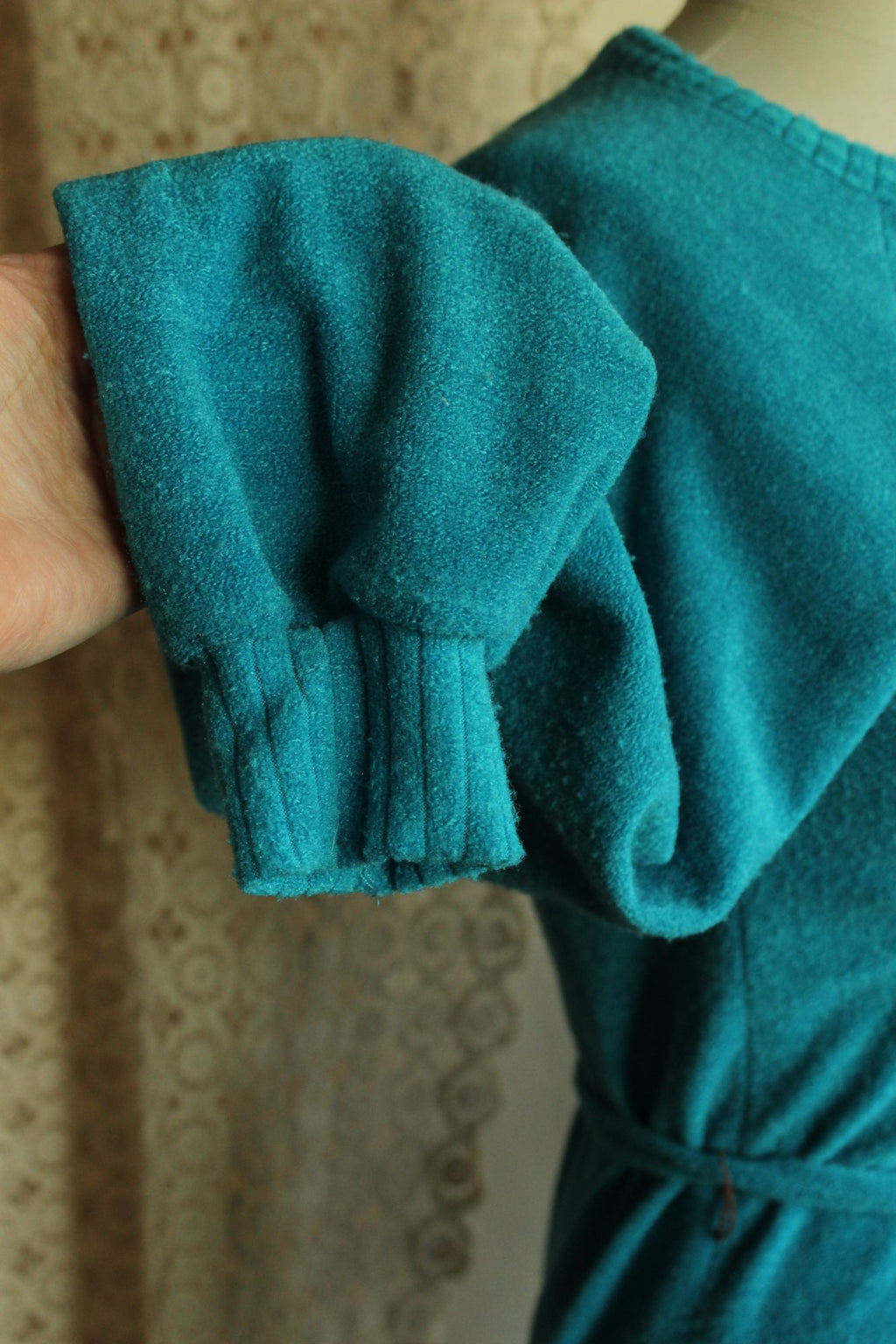 Vintage 1970s 1980s Jonathan Logan Blue Terry Cloth Dress with Belt