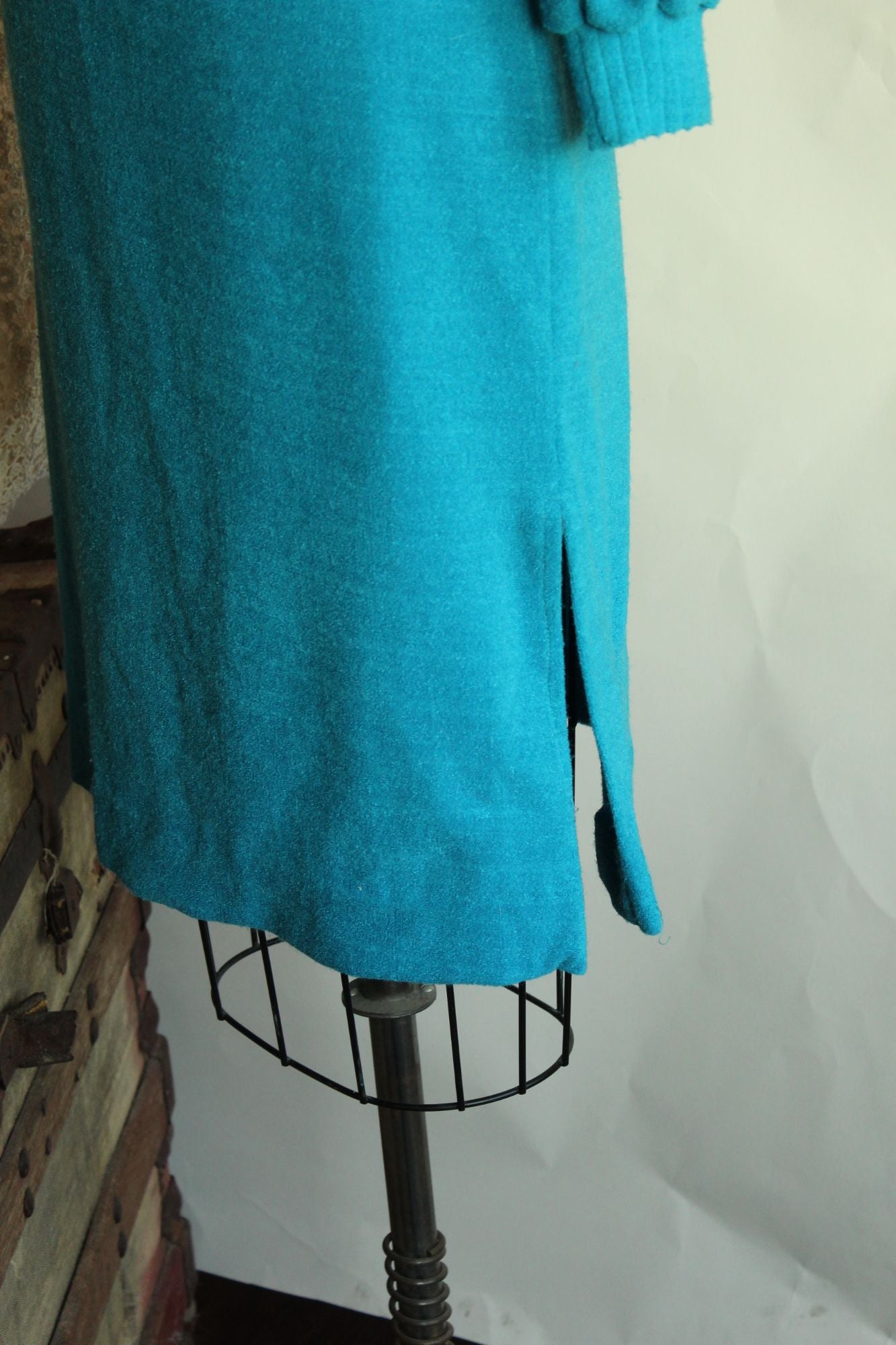 Vintage 1970s 1980s Jonathan Logan Blue Terry Cloth Dress with Belt