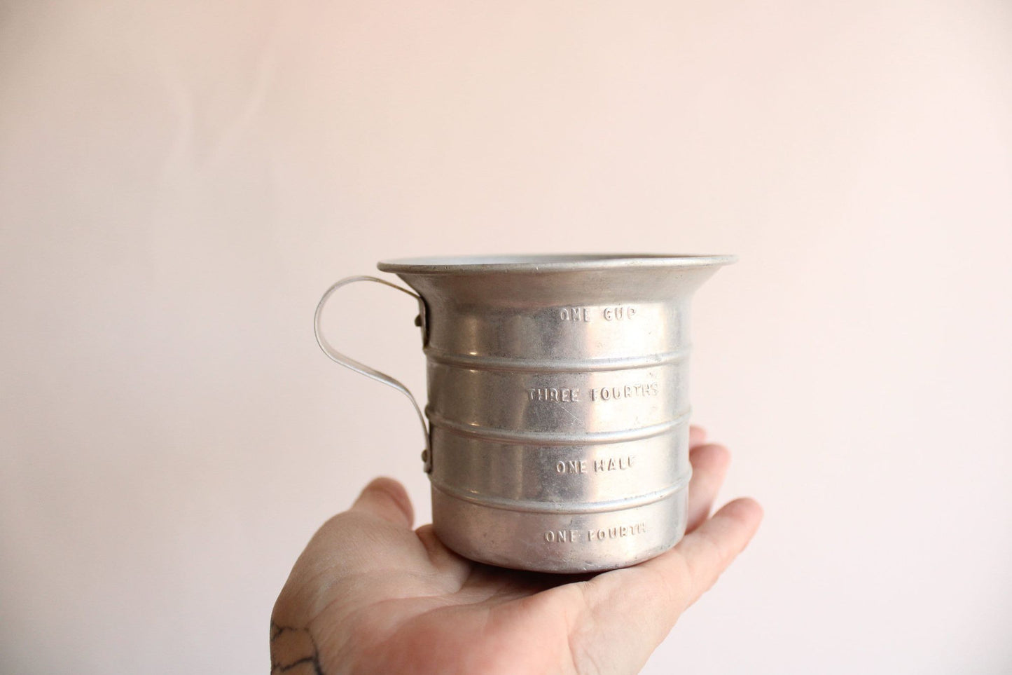 Vintage 1950s Measuring Cup, Aluminum One Cup, Country Retro Kitchen