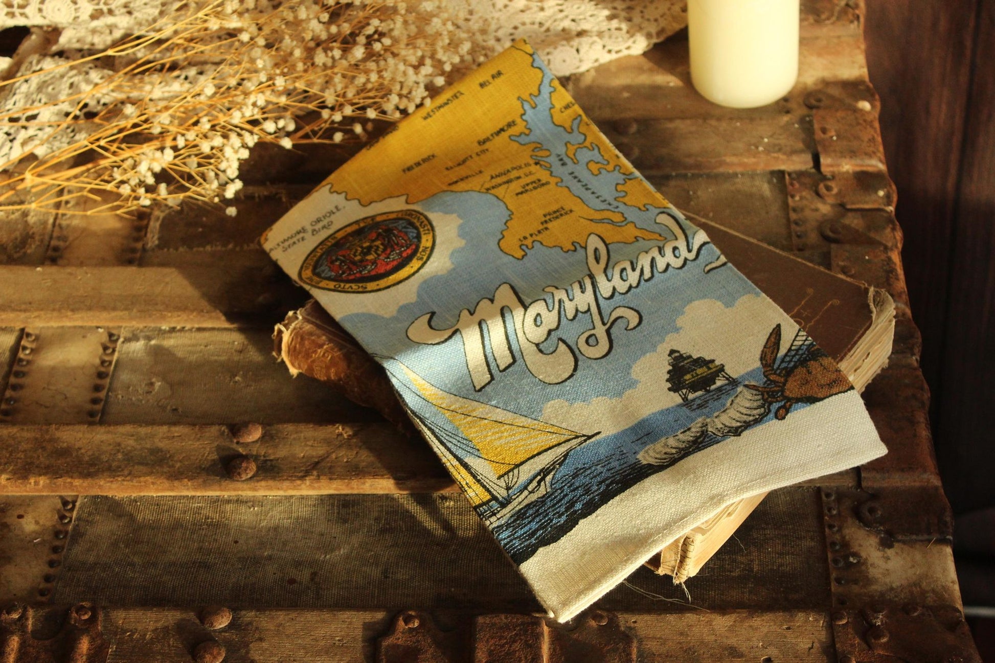 Vintage Maryland Souvenir State Landmark Towel