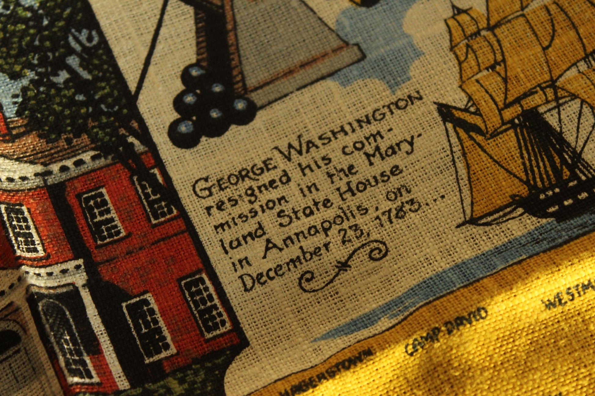 Vintage Maryland Souvenir State Landmark Towel