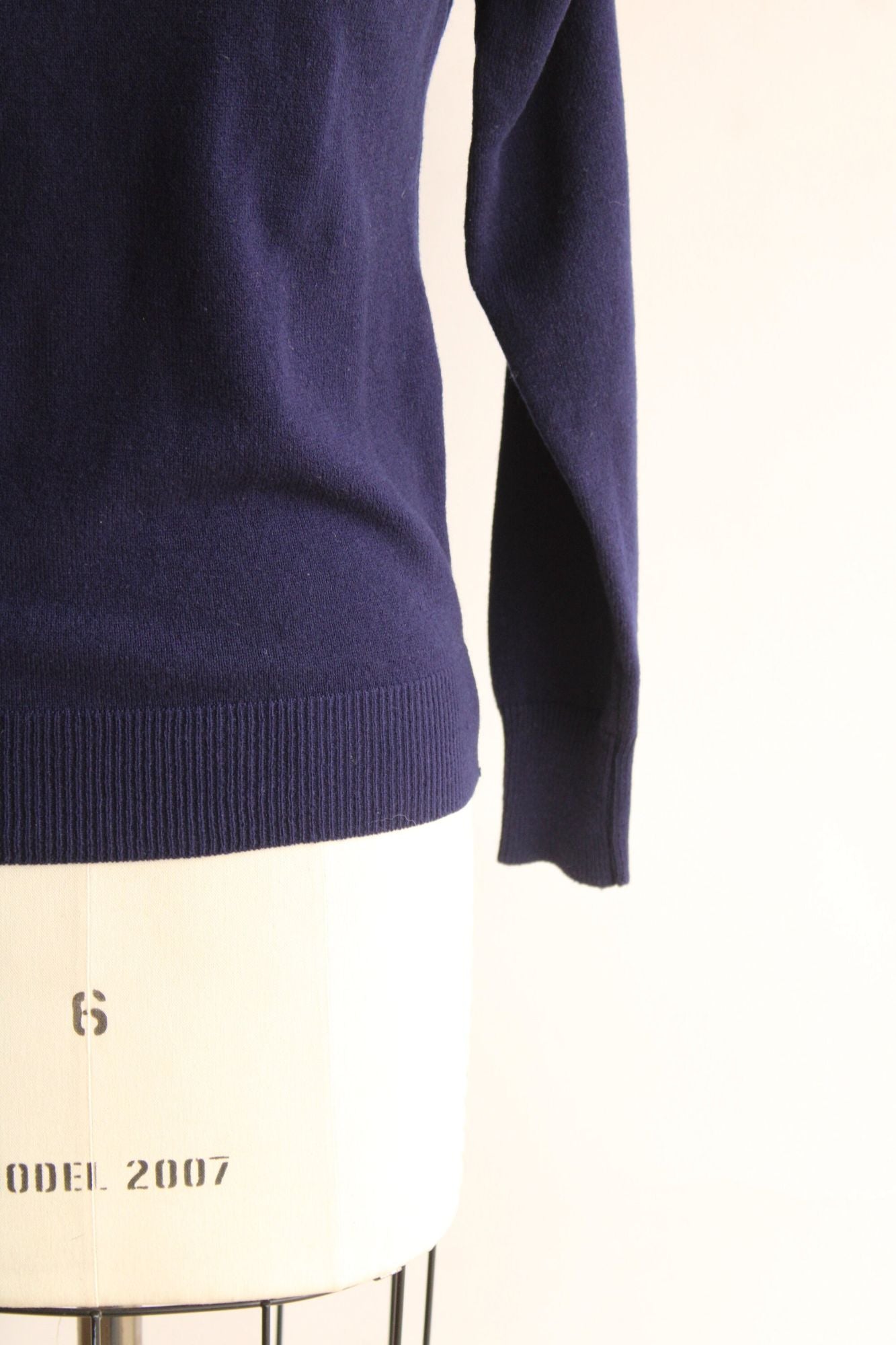 Vintage 1970s 1980s COTC  Navy Blue Turtleneck Sweater with Zip Back