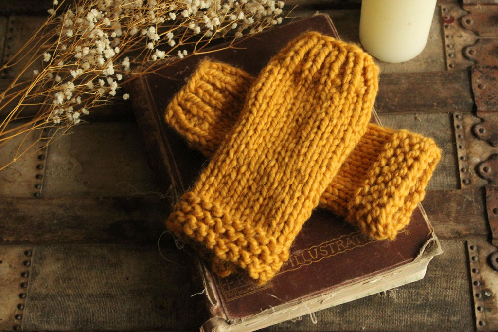 "Honey Hollow" Hand Knit Fingerless Gloves