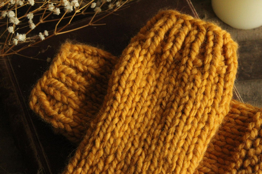 "Honey Hollow" Hand Knit Fingerless Gloves