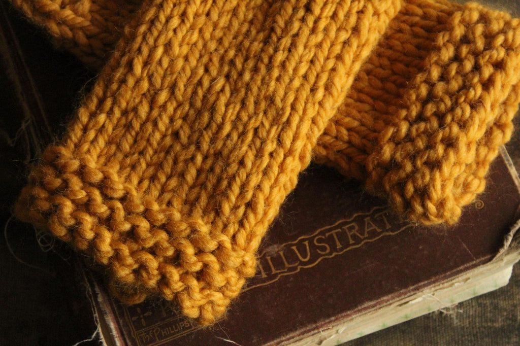 "Honey Hollow" Hand Knit Fingerless Gloves