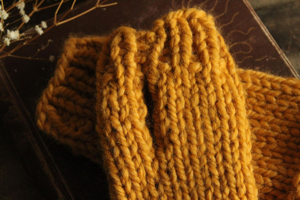 "Honey Hollow" Hand Knit Fingerless Gloves