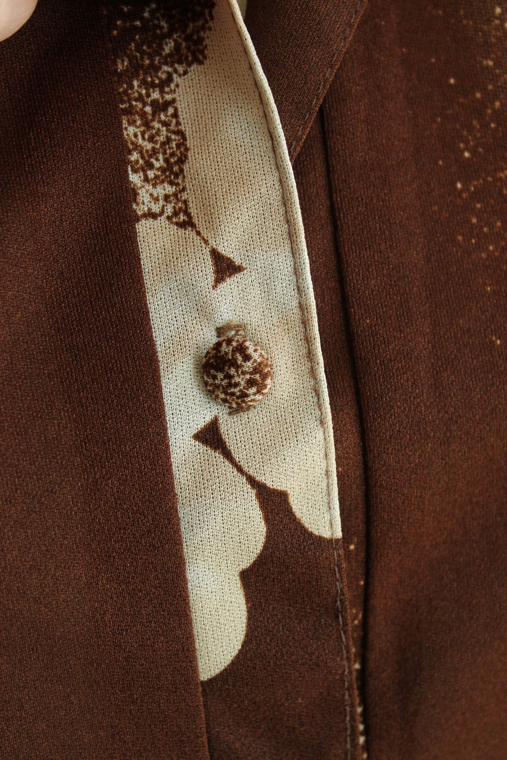 Vintage 1970s Brown and White Floral Print Blouse