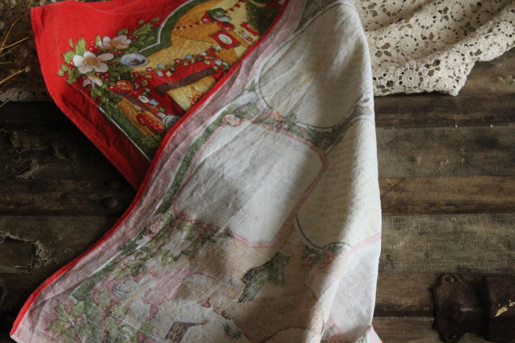 Vintage Holiday Vista Christmas Recipes Cotton Tea Towel