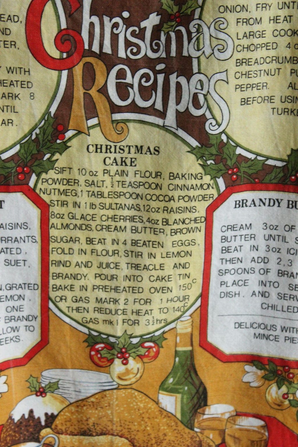 Vintage Holiday Vista Christmas Recipes Cotton Tea Towel