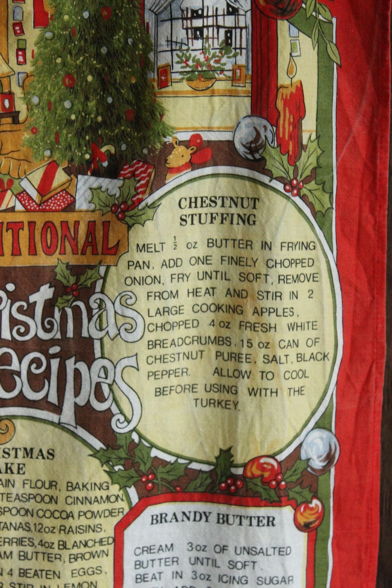 Vintage Holiday Vista Christmas Recipes Cotton Tea Towel