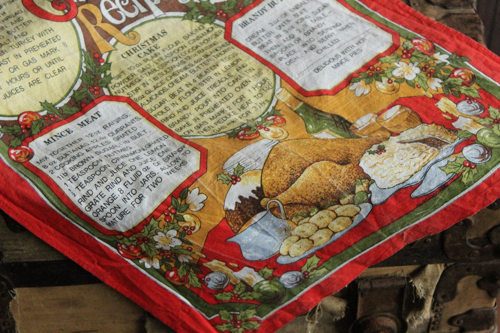 Vintage Holiday Vista Christmas Recipes Cotton Tea Towel