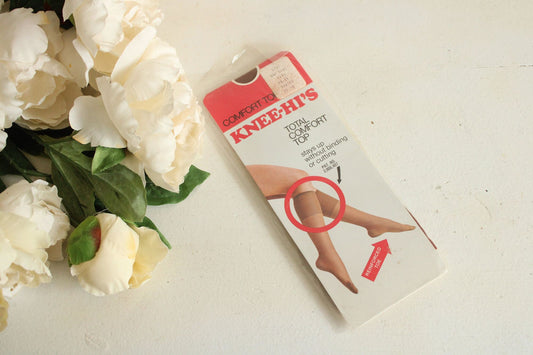Vintage 1980s 1990s Knee High Stockings,in Suntan