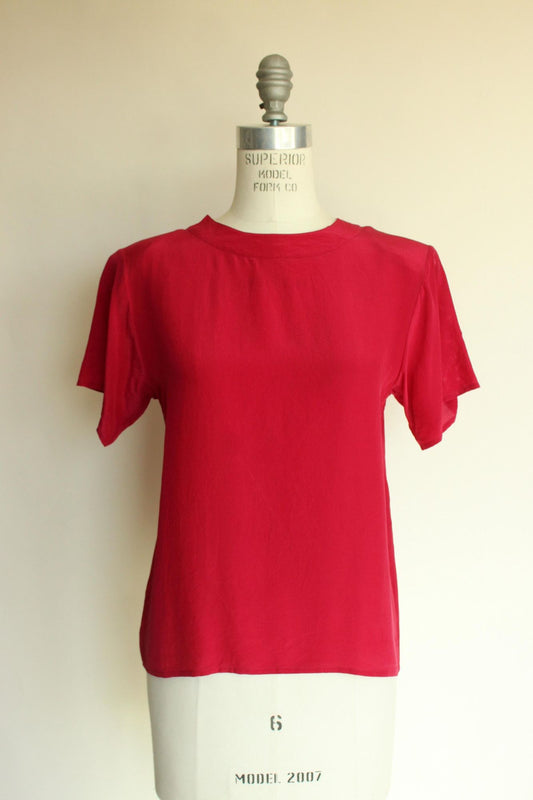 Vintage 1980s Anna & Frank Red Silk Blouse