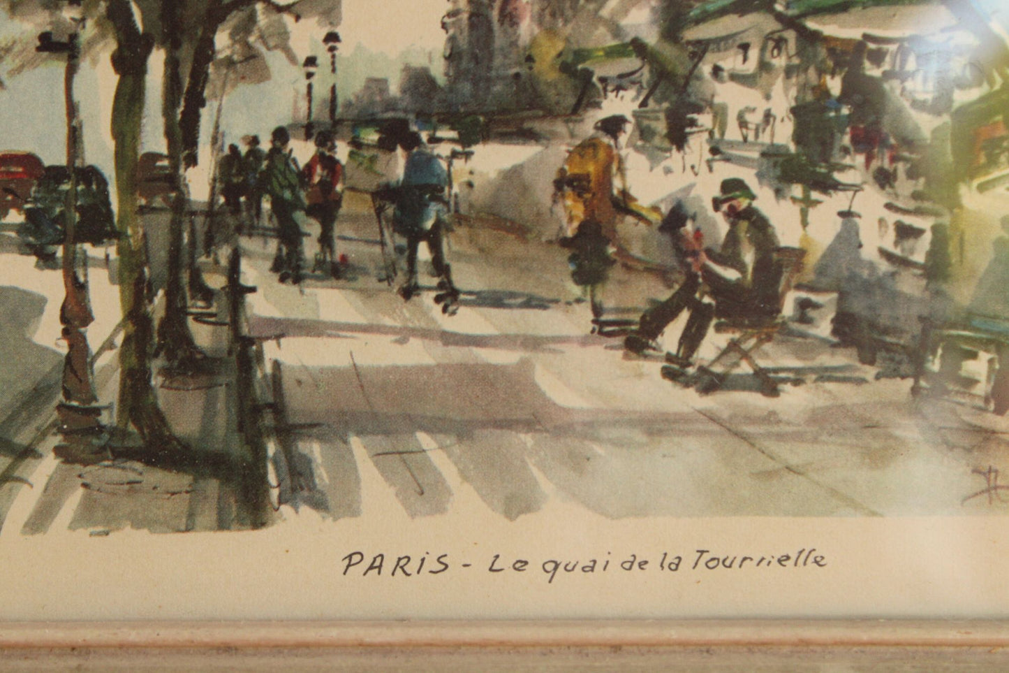 Vintage 1960s Framed Paris Art Print, Le Quai de Tournelle