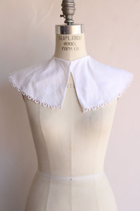 Vintage 1980s Lace Collar, White Detachable