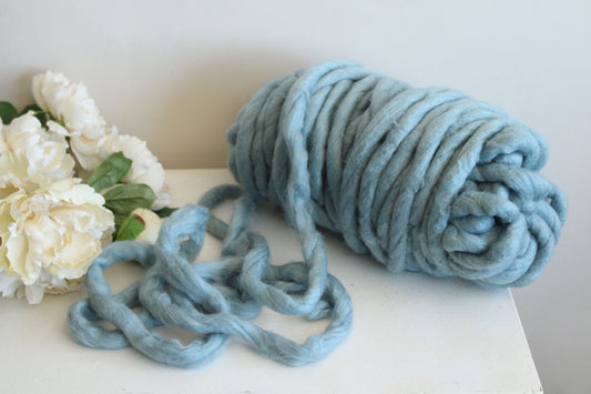Extra Chunky Jumbo Yarn, Loops and Threads Free Spirit, Dusty Blue, 54 Yards, 35 oz