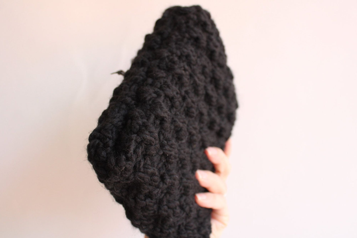 "Shadow" Hand Knit Book Pouch or Cover in Chunky Black Yarn