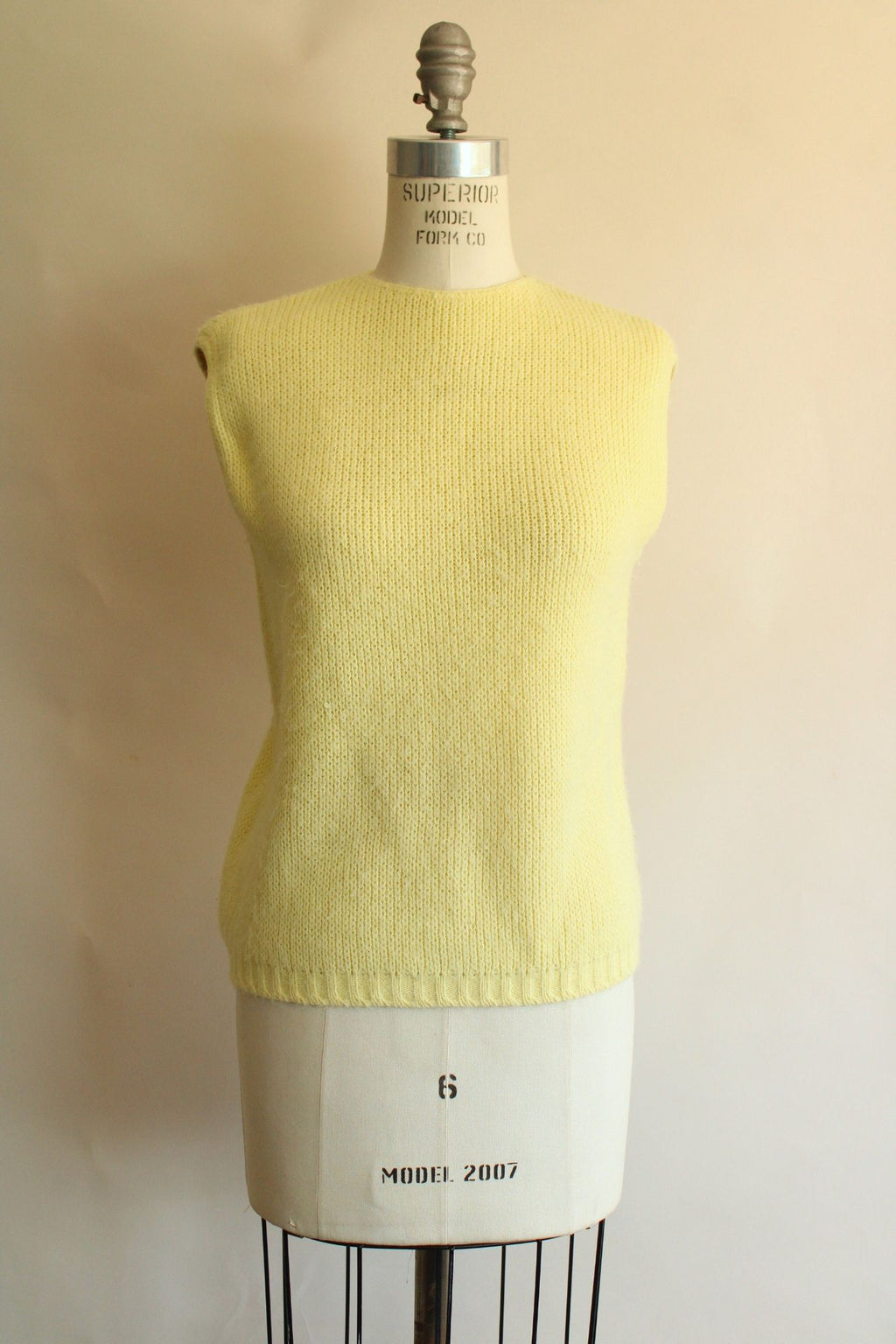 Vintage 1960s Classic Creations Yellow Knit Sweater Vest
