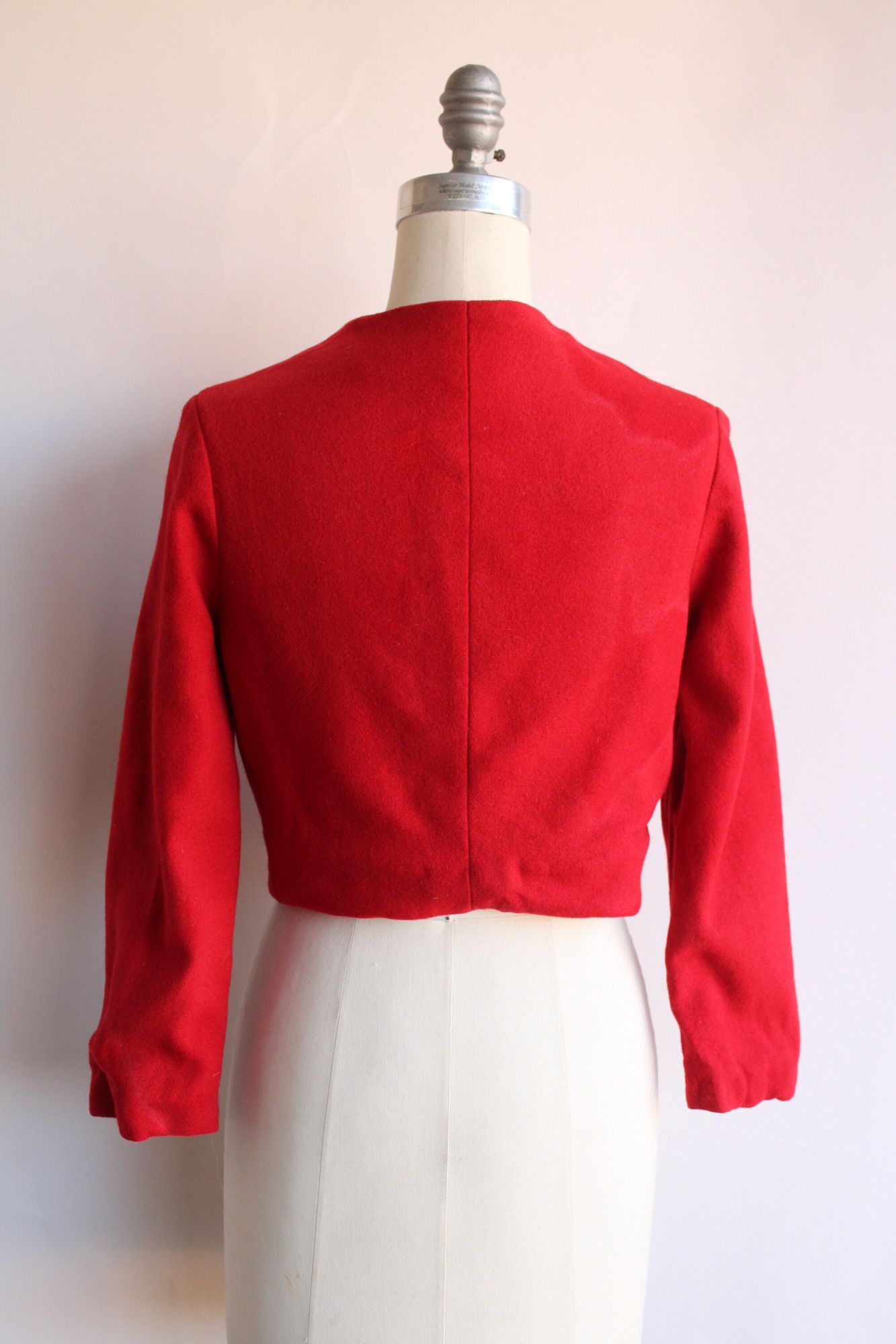 Vintage 1960s Red Wool Cropped Bolero Jacket