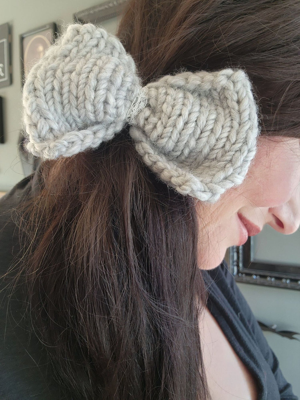 The "Ice Queen" Hand Knit Hair Bow
