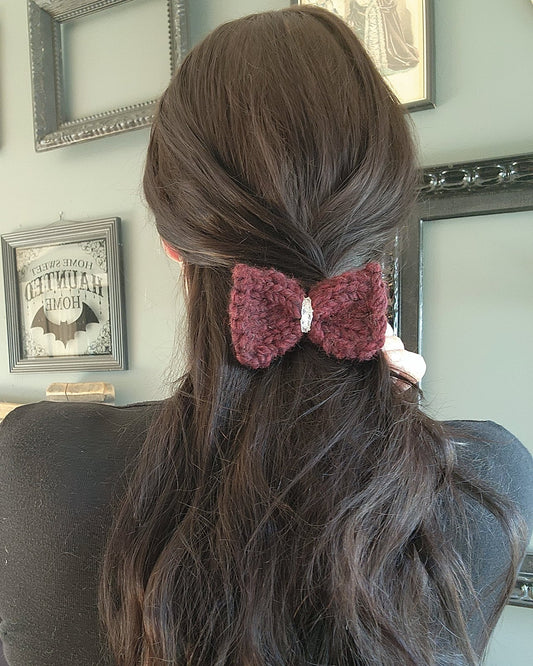 The Vamp Mini Hand Knit Hair Bow on Clip