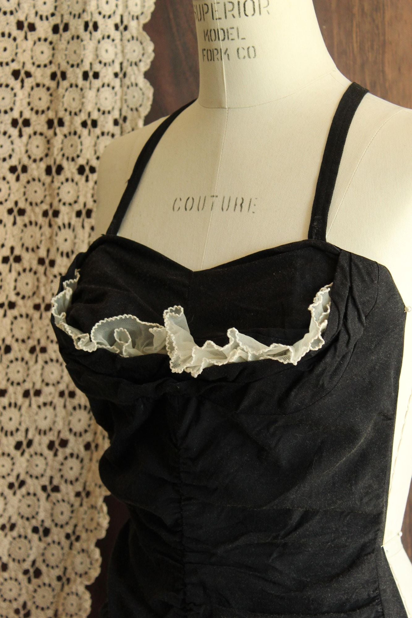 Vintage 1950s  Black and White Bathing Suit by Sea Fashions Size 34