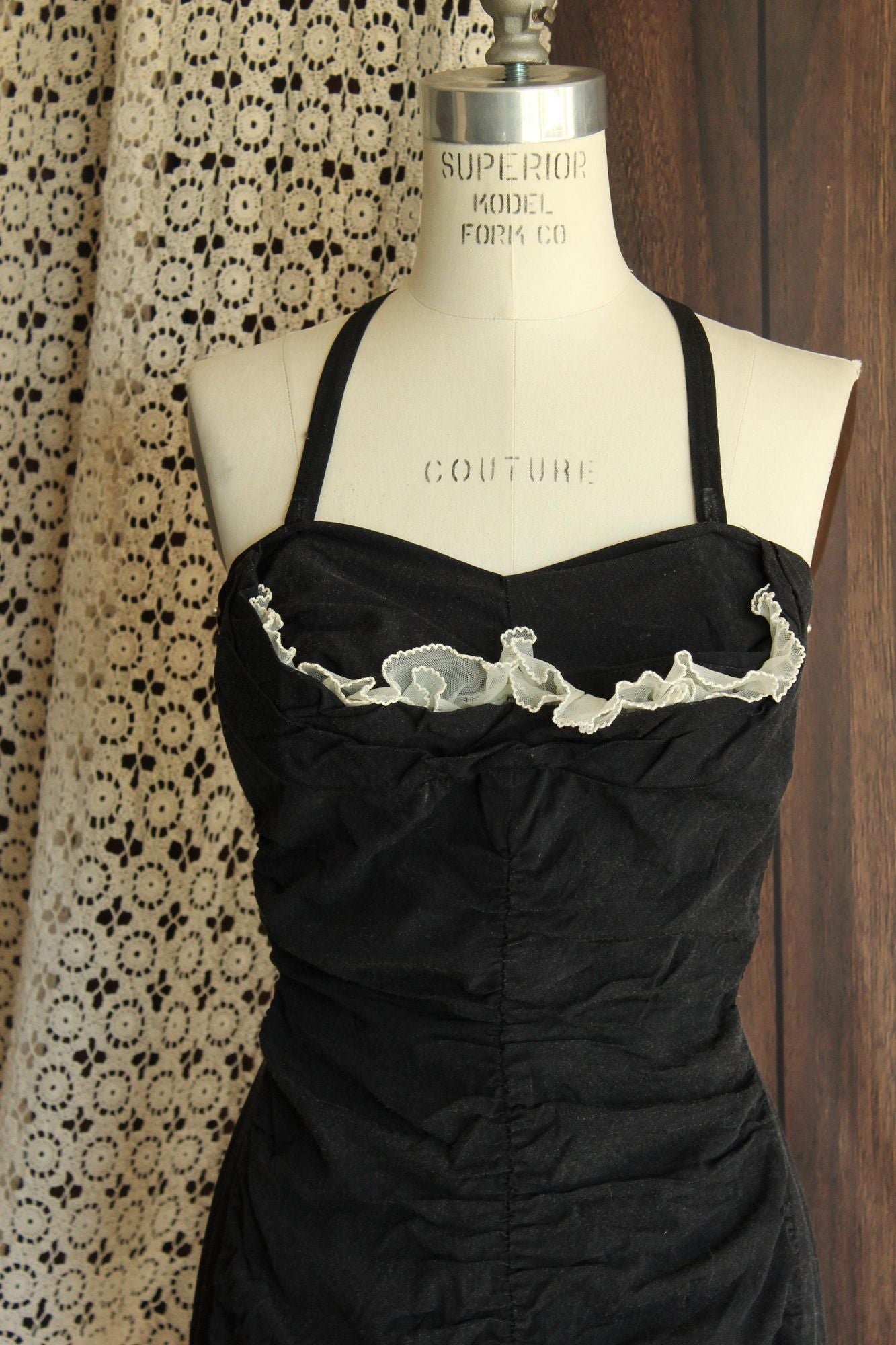 Vintage 1950s  Black and White Bathing Suit by Sea Fashions Size 34