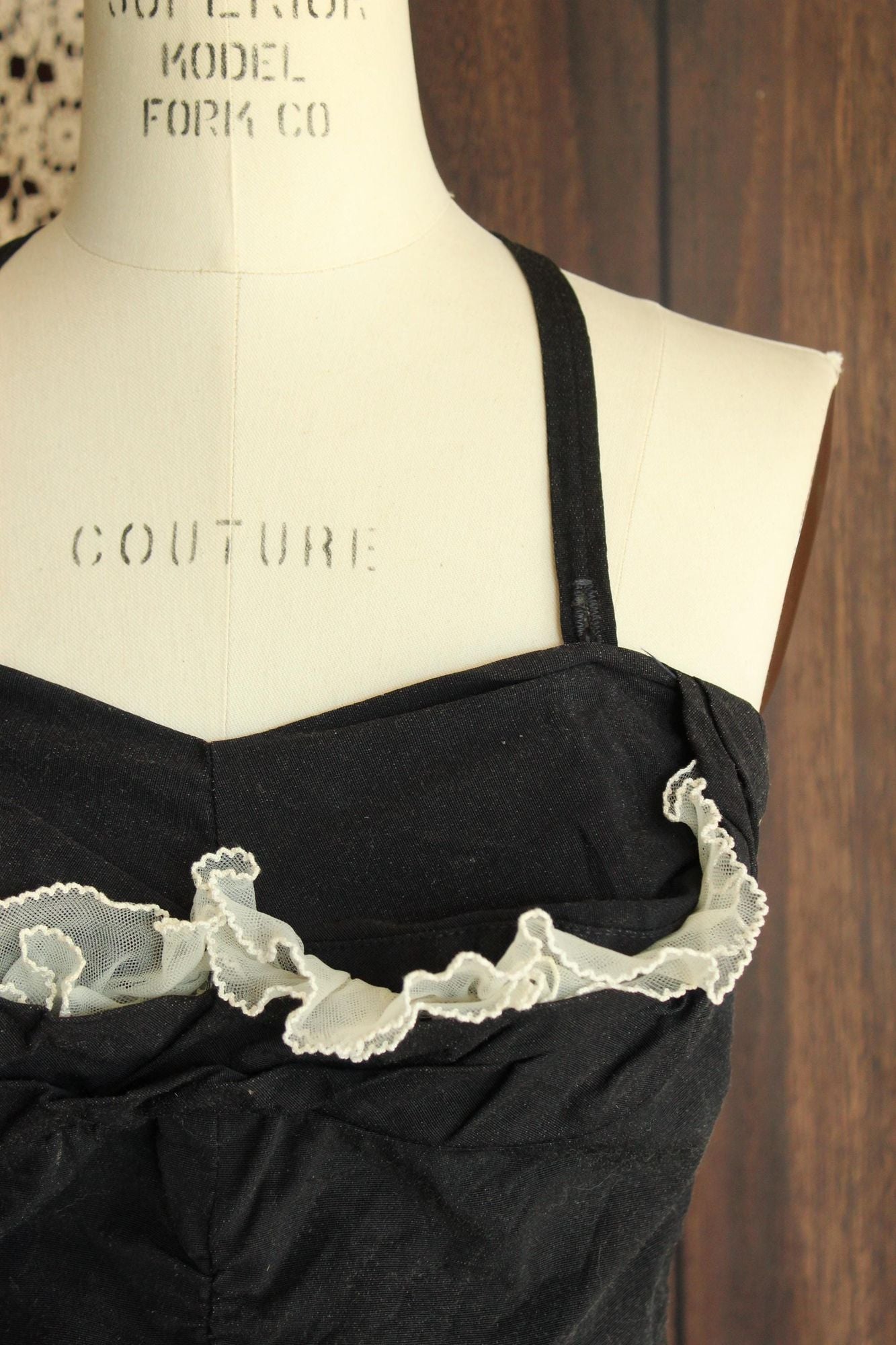 Vintage 1950s  Black and White Bathing Suit by Sea Fashions Size 34