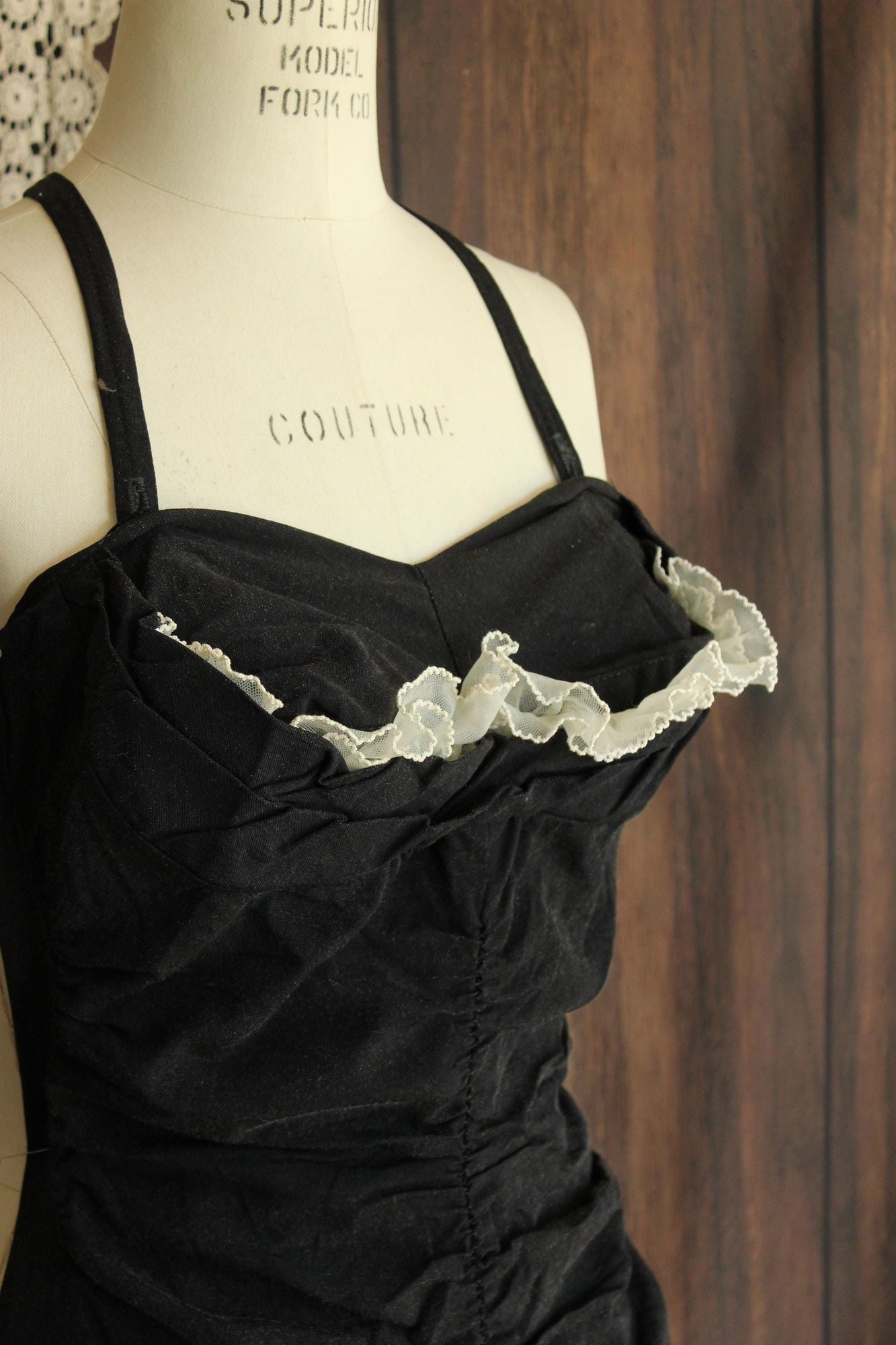 Vintage 1950s  Black and White Bathing Suit by Sea Fashions Size 34