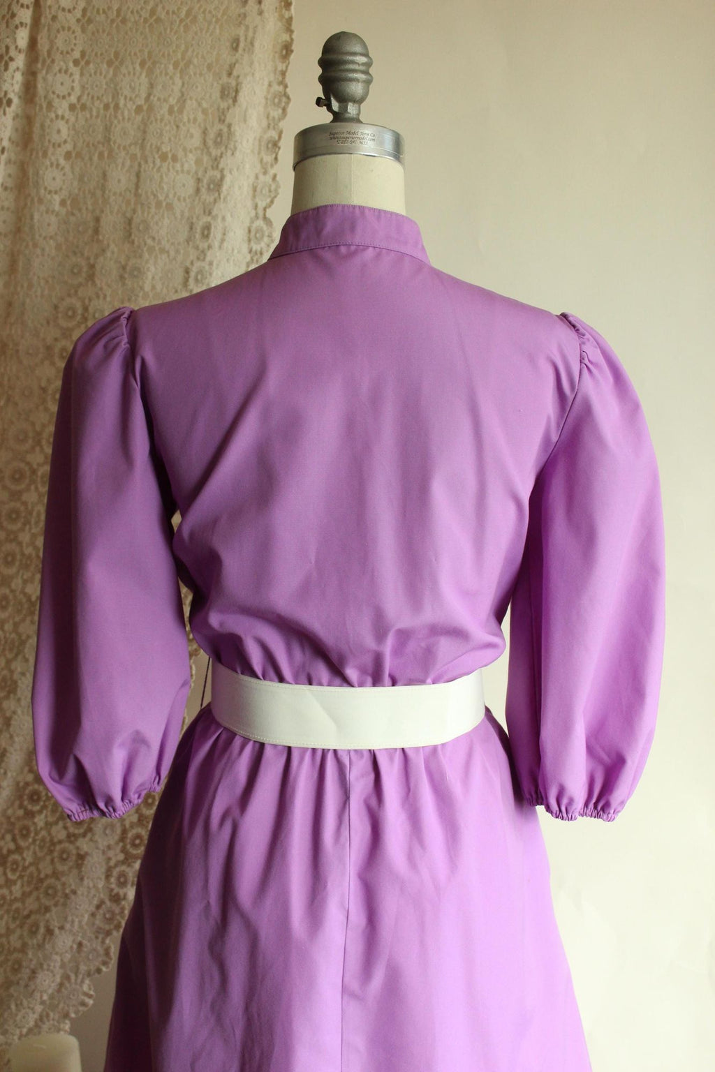 Vintage 1980s Purple Prairie Dress with Belt and Pockets