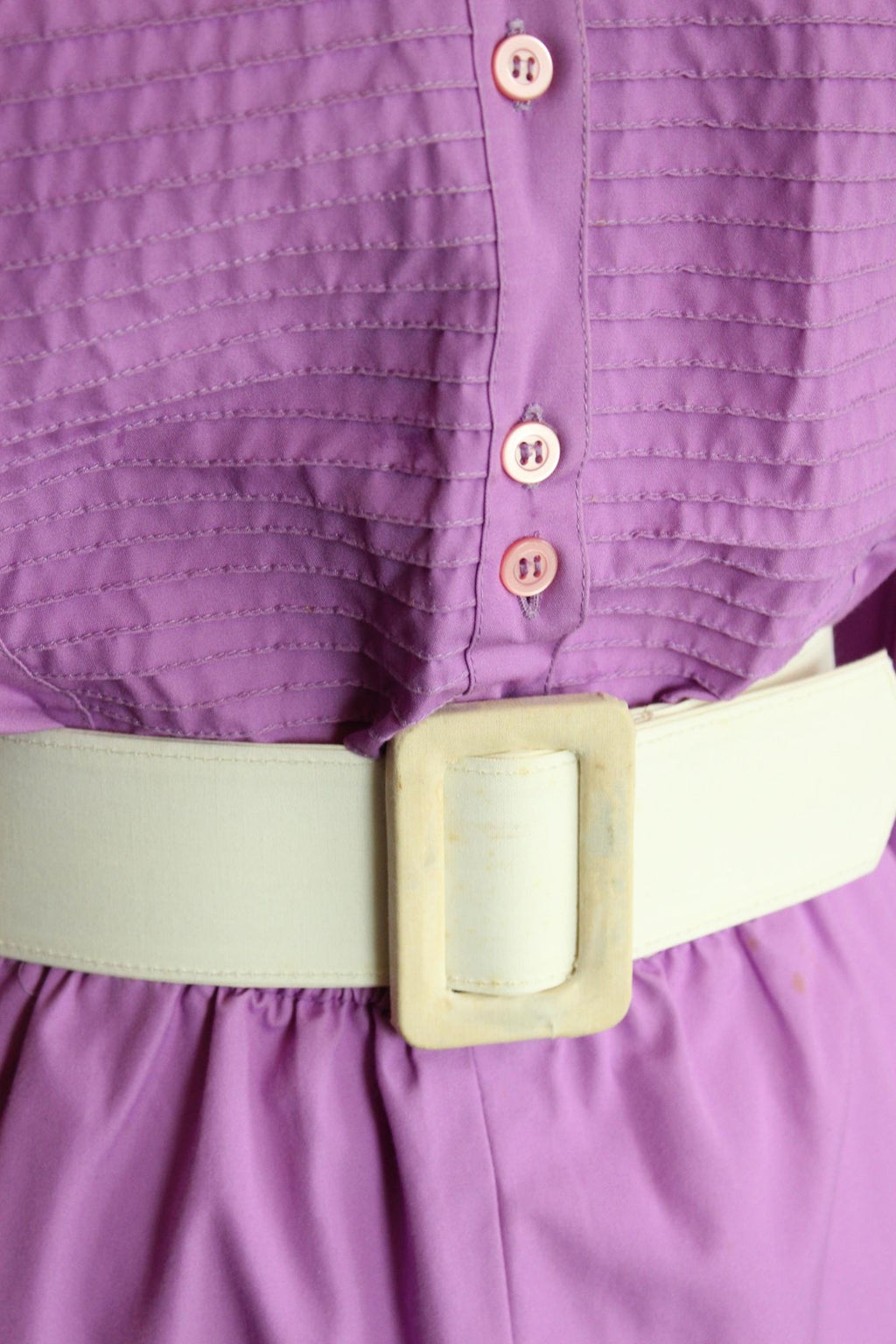 Vintage 1980s Purple Prairie Dress with Belt and Pockets