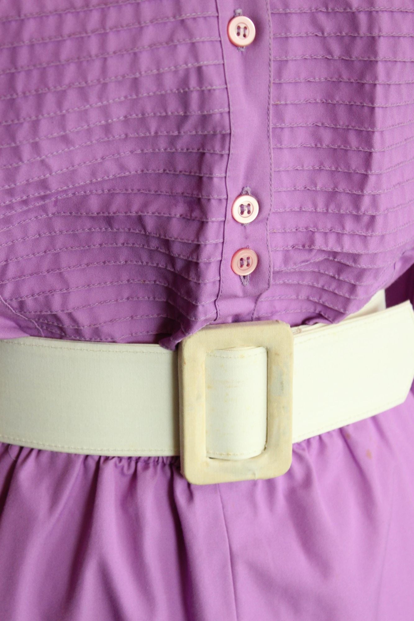 Vintage 1980s Purple Prairie Dress with Belt and Pockets