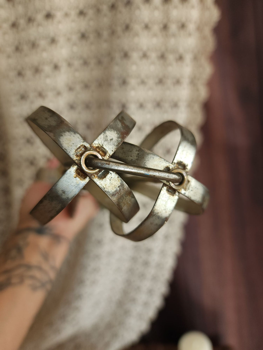 Vintage 1920s A&J Manual High Speed Egg Beater with Green Wood Handle