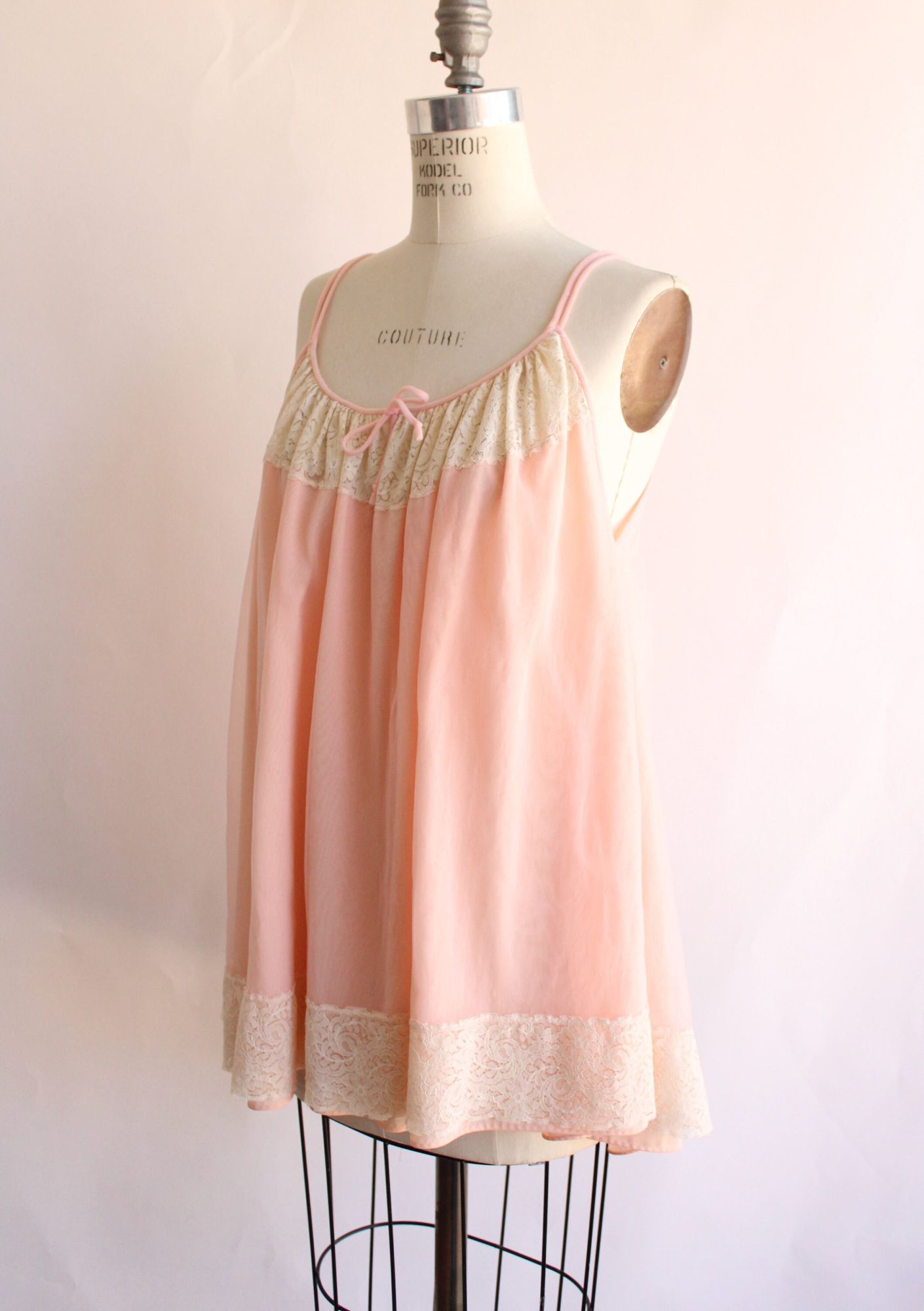 Vintage 1960s Pink Babydoll Pajama Top and Knickers, Volup 1X Size