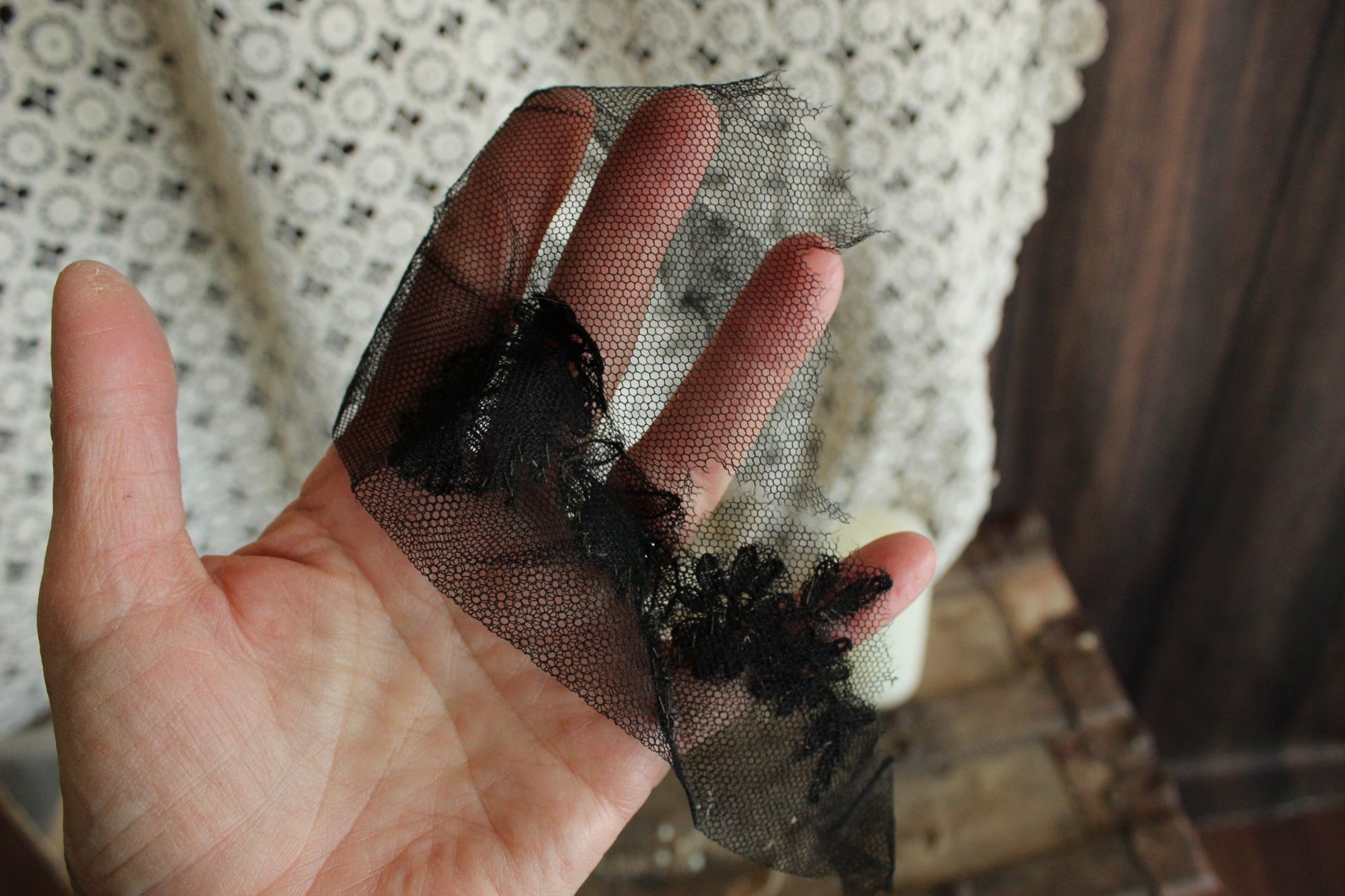 Antique Early 1900s Cuffs in Black Lace