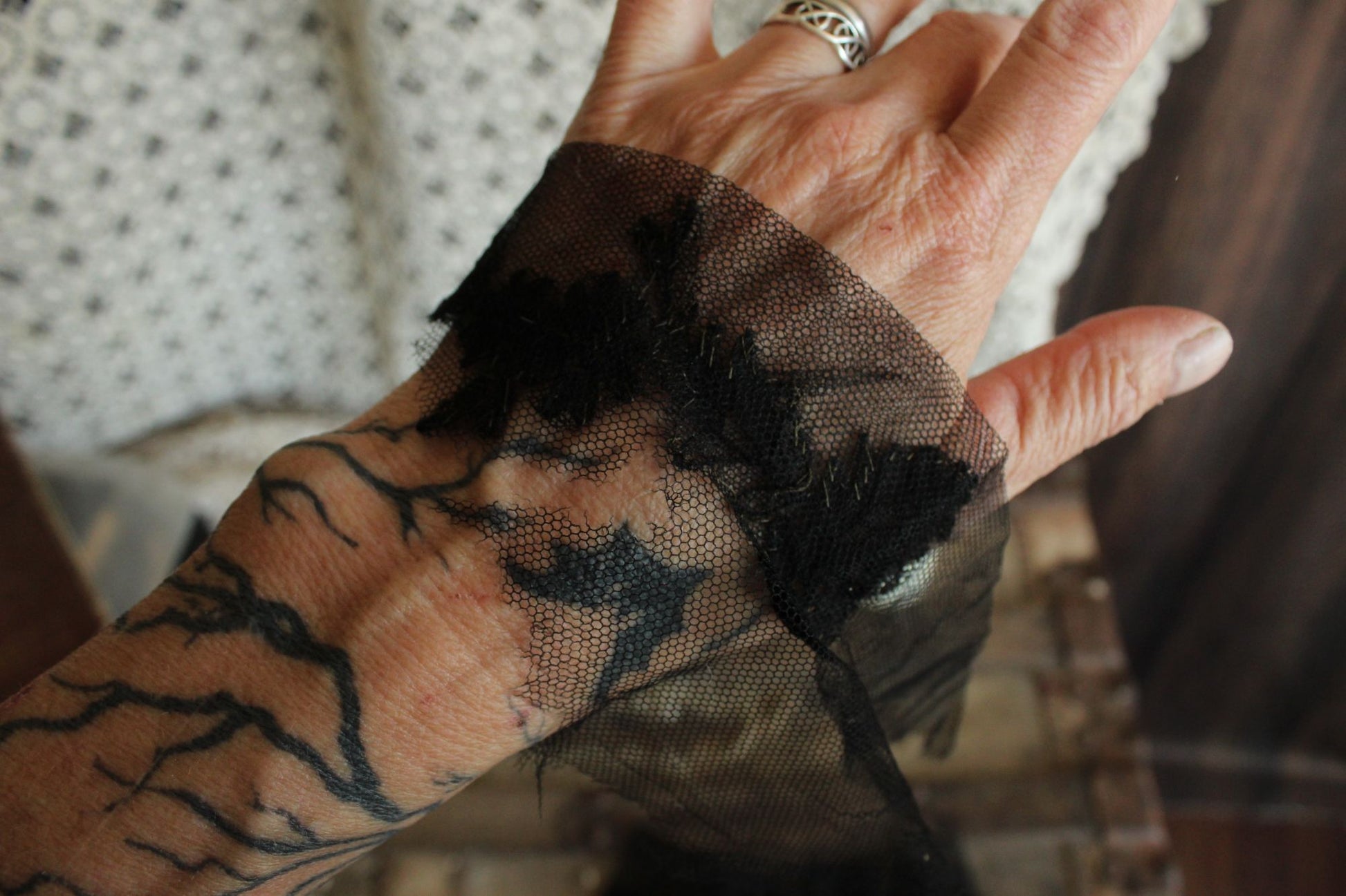 Antique Early 1900s Cuffs in Black Lace
