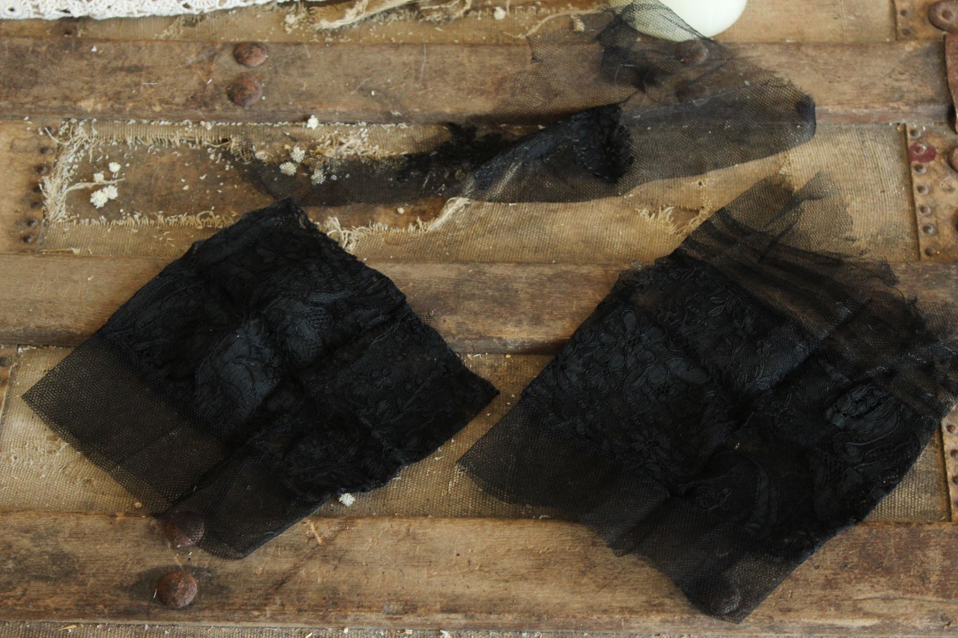 Antique Early 1900s Cuffs in Black Lace