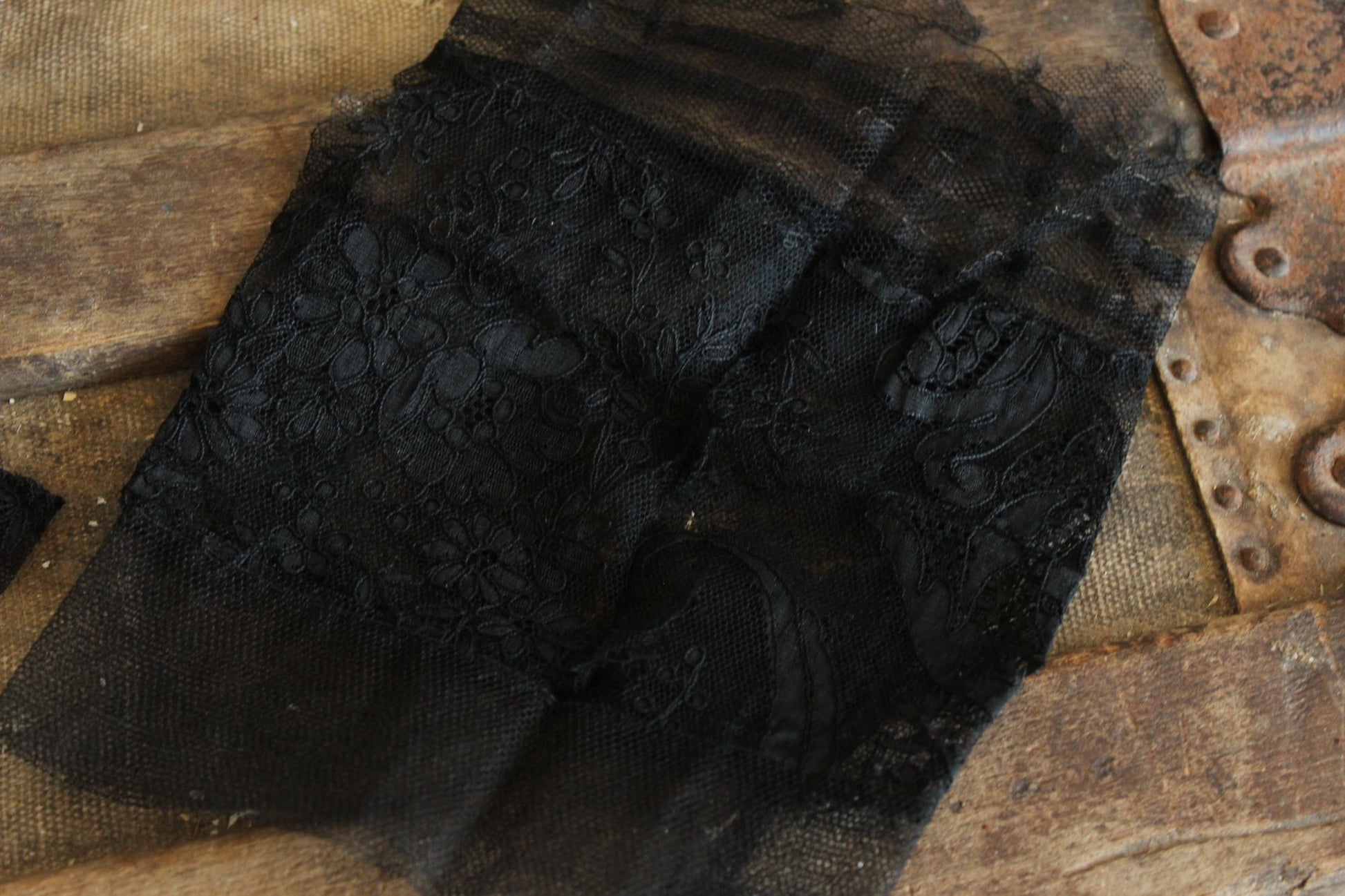 Antique Early 1900s Cuffs in Black Lace