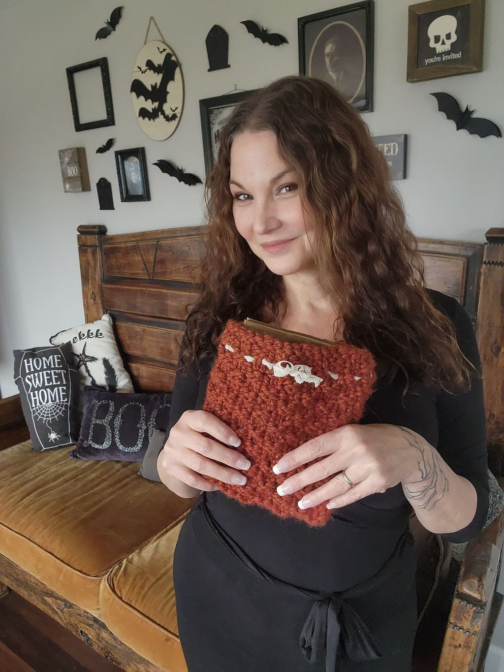 "Cinnamon" Hand Knit Book Pouch or Cover