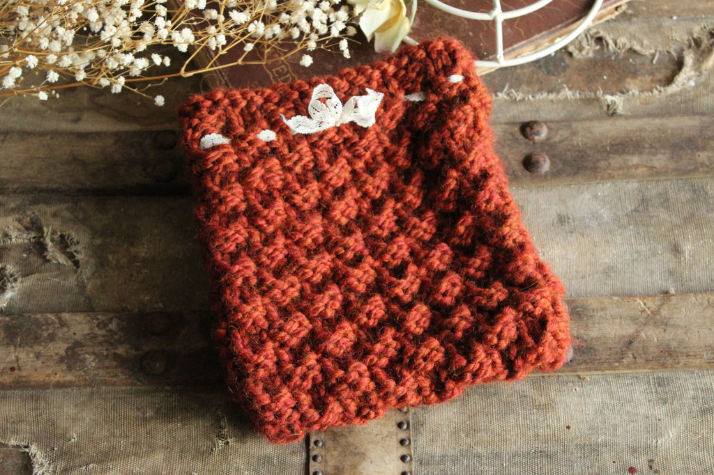 "Cinnamon" Hand Knit Book Pouch or Cover