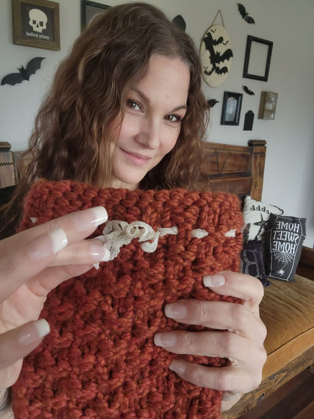 "Cinnamon" Hand Knit Book Pouch or Cover